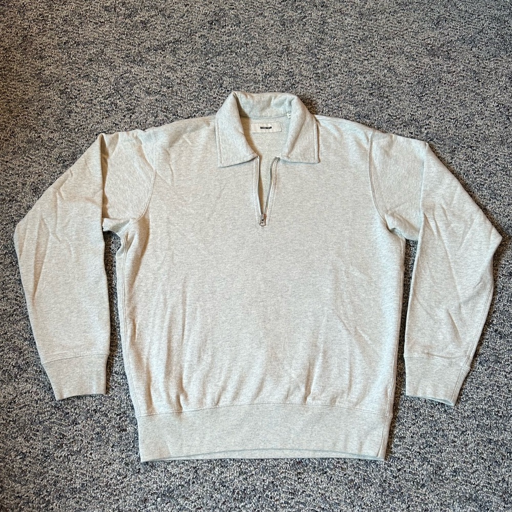 Buck Mason Heathered Oat Zip Sweatshirt
